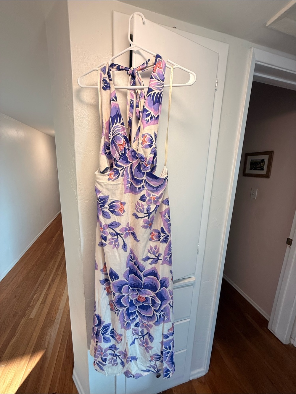 FARM Rio White Maxi Dress with Purple Floral Print